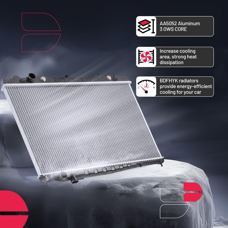 BDFHYK CU2215 Aluminum Radiator Compatible with Nissan Frontier 1998-2004 2006-2015, Compatible with Nissan Frontier 1999-2004, Compatible with Nissan Xterra 2000-2004 2.4L l4/3.3L V6 Replace 8012215 - Image 2